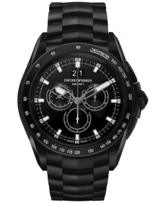 emporio armani men's ion plated black bracelet watch