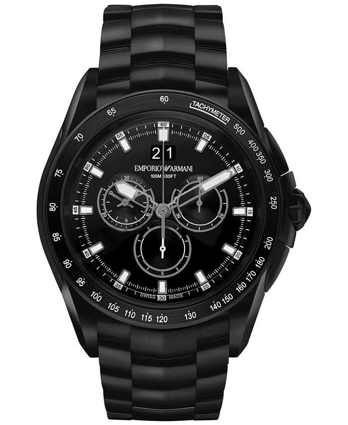 Emporio Armani Men's Swiss Chronograph Sport Black Ion-Plated Stainless ...
