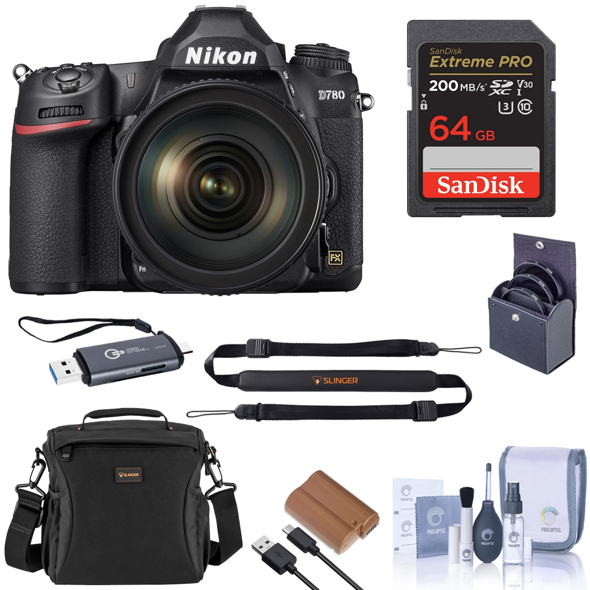 Nikon D780 Fx-Format Dslr Camera with Af-s Nikkor 24-120mm f/4G Ed Vr Lens, Bunde with En-EL15c Battery, 64GB Memory Card and 77mm Filter Kit