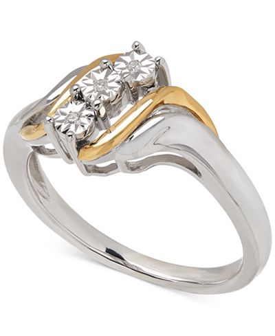 Diamond Accent Ring in 14k Gold and Sterling Silver - Rings - Jewelry