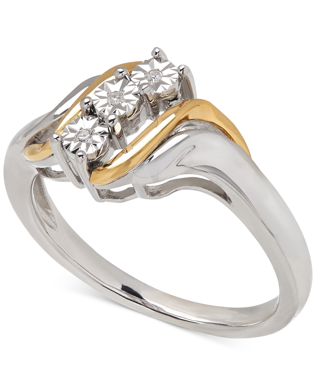 Macy's Diamond Accent Ring In 14k Gold And Sterling Silver In Gold,silver