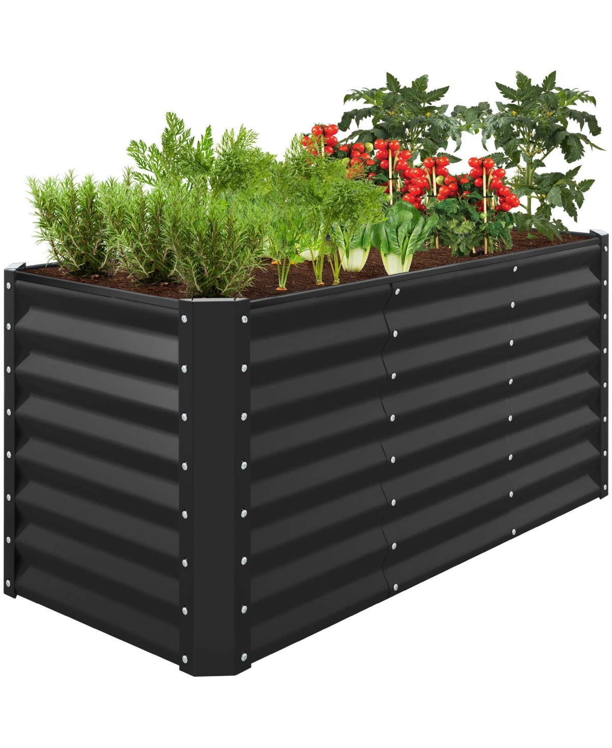 4x2x2ft Outdoor Metal Raised Garden Bed, Planter Box for Vegetables, Flowers, Herbs - Black