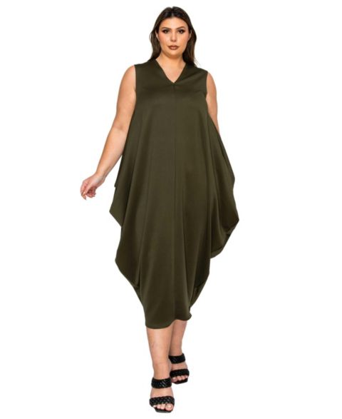 Женское платье L I V D Plus Size Clover Sleeveless Bubble Hem, цвет: Армейский