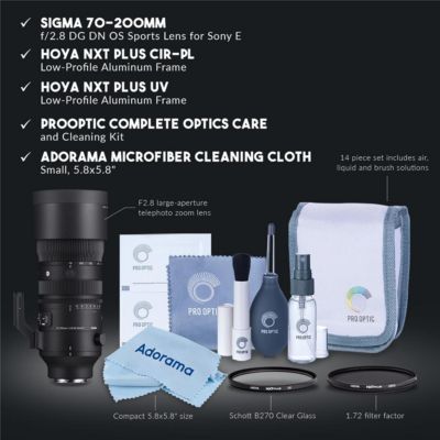 70-200mm f/2.8 DG DN OS Sports Lens for Sony E, Bundle with Hoya 77mm UV and CPL Filters
