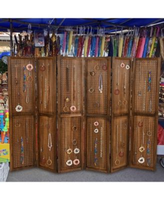 Rotating Pegboard Display with 360&deg; Metal Hinges – Solid Wood Frame for Retail or Home Organization