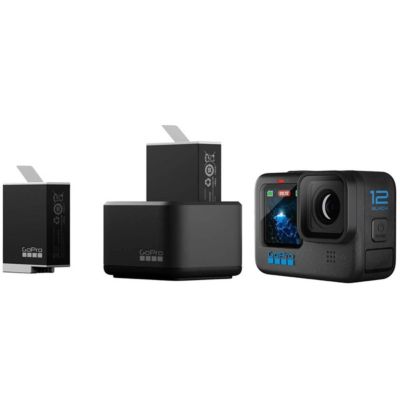 HERO12 Black Camera Bundle: Waterproof Action Cam with Go Pro Dual Battery Charger, & 2x GoPro Enduro Batteries, and 128GB Micro SD Card