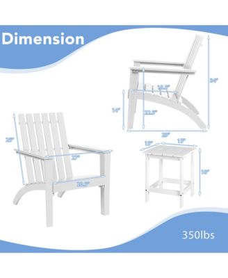 2PCS Patio Adirondack Chair Side Table Set Solid Wood Garden Deck
