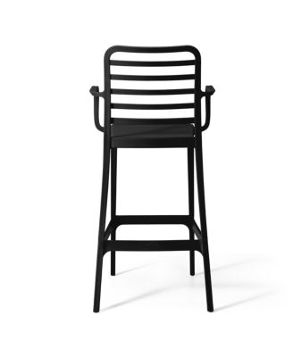 29.5" Outdoor Polypropylene Plastic Patio Bar Height Stools (Set of 2)