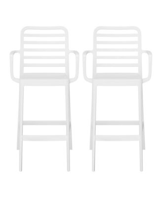 29.5" Outdoor Polypropylene Plastic Patio Bar Height Stools Set of 2