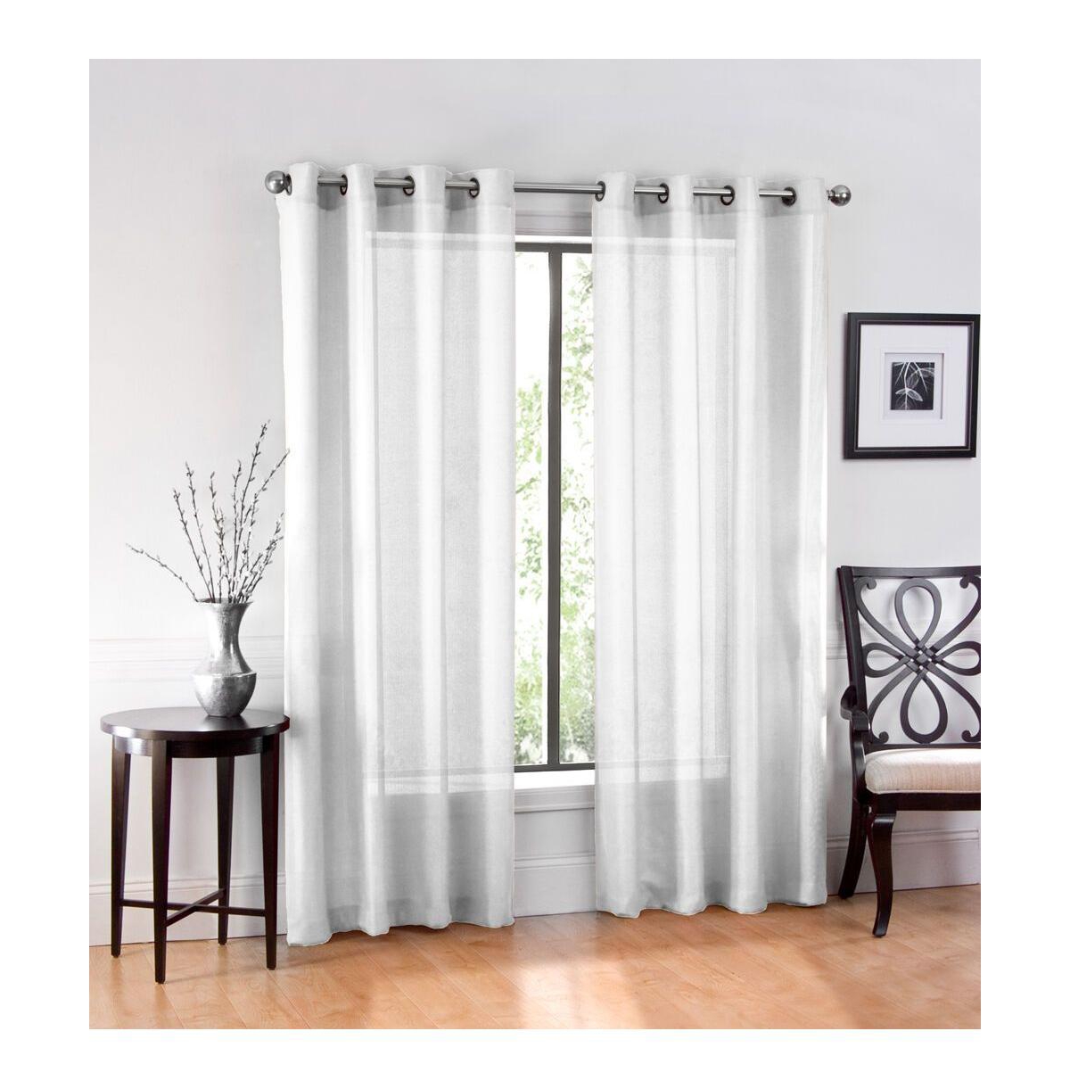 Ultra Luxurious Elegant Sheer Grommet Single Curtain Panel - 54 in. W x 84 in. L, White - White