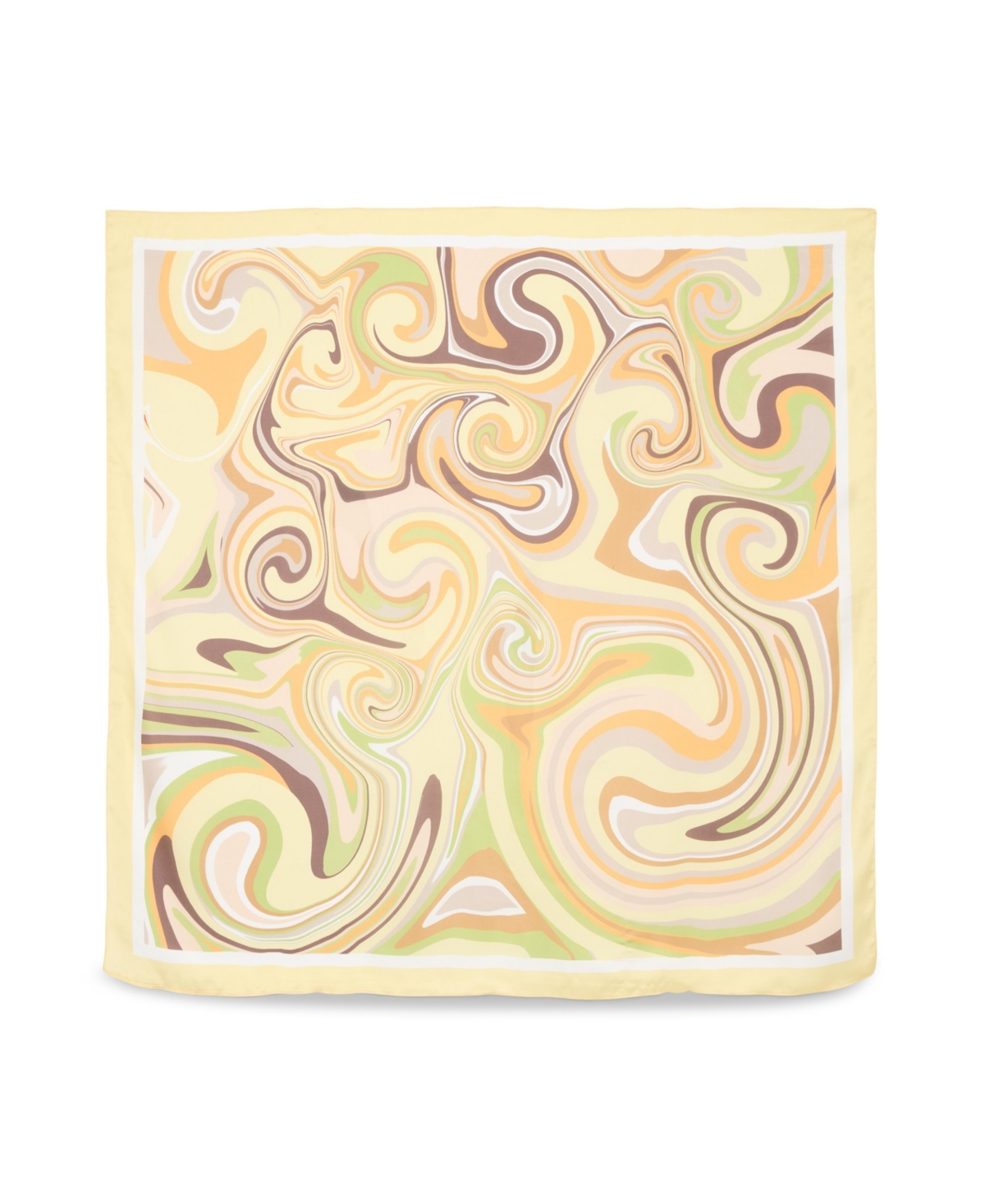 Swirl Away Satin Square Scarf - Lemon