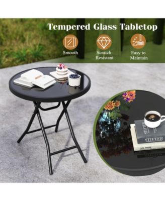 Folding Side Table Patio Round Compact Coffee Table
