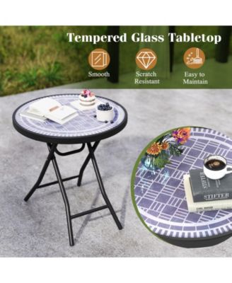 Folding Side Table Patio Round Compact Coffee Table