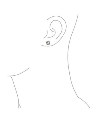 Set of 2 Round Solitaire CZ Cubic Zirconia Stud Earrings Gold Plated Sterling Silver