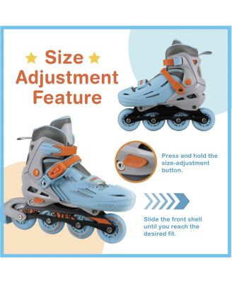 Adjustable Youth Inline Skates with Light Up Wheels (Falcon, size L)