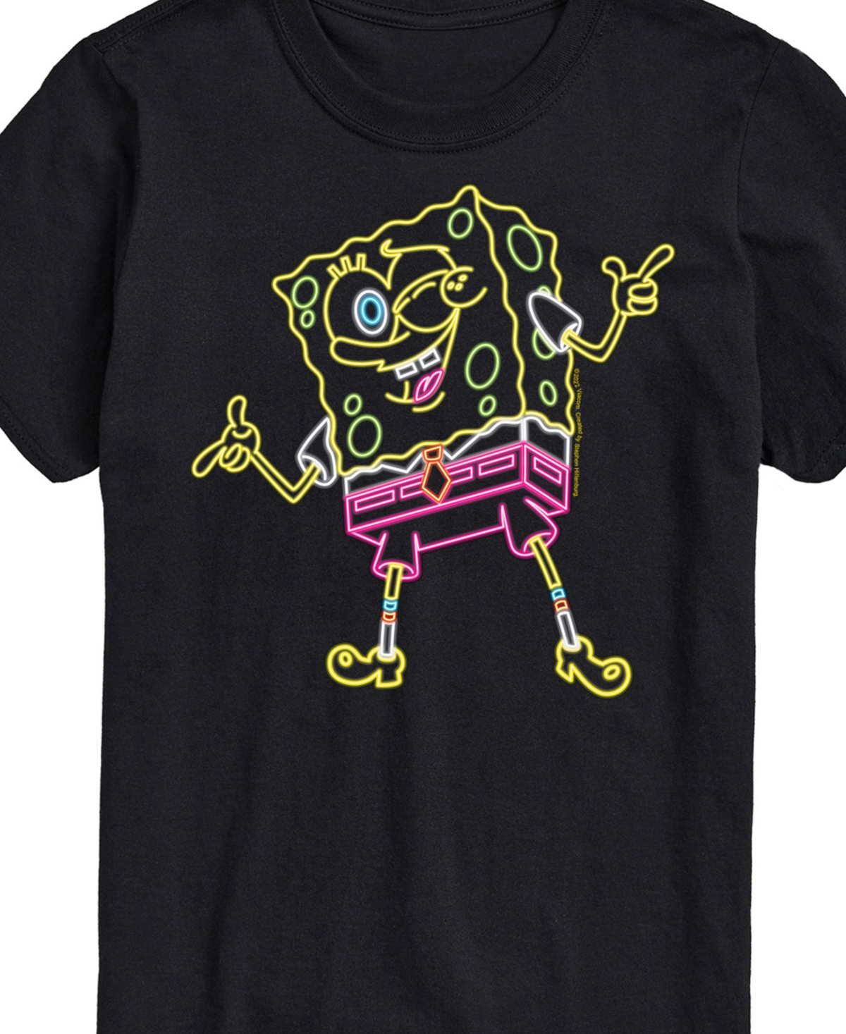 Airwaves Men's Spongebob Squarepants Neon Spongebob Short Sleeve T-shirt In Black
