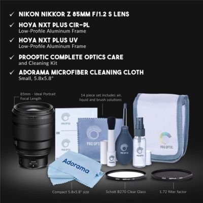 NIKKOR Z 85mm f/1.2 S Lens, Bundle with Hoya 82mm UV and CPL Filters