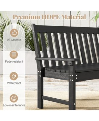 All-Weather HDPE Outdoor Bench with Backrest and Armrests