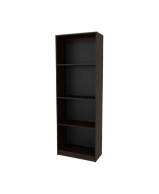 Bear Flat Bookcase with Open Storage and 4 Shelves ,Stained Walnut
