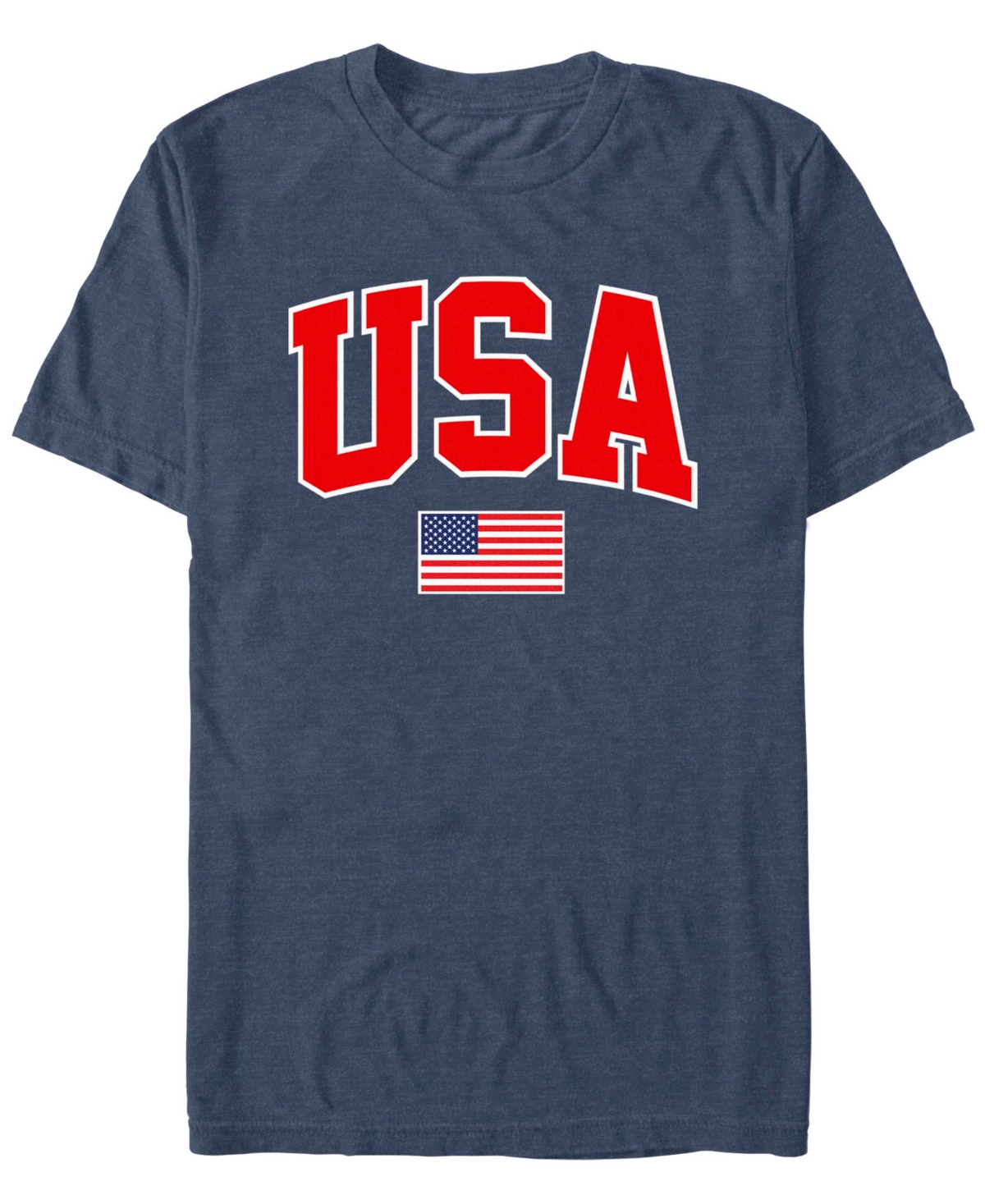 Men's Usa Collegiate and Flag Short Sleeve T-Shirt - Navy heather