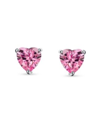 Set of 2 1CT Heart Shaped CZ Stud Earrings Rose Gold Plated Sterling Silver 7MM