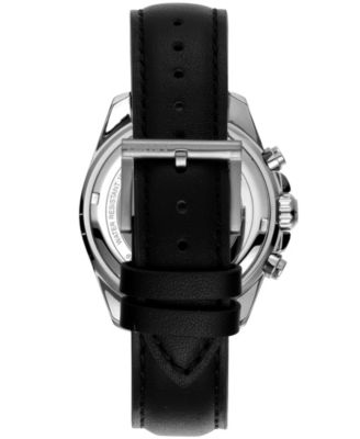 Men's Central Park Chronograph Black Leather Strap Watch, 42mm