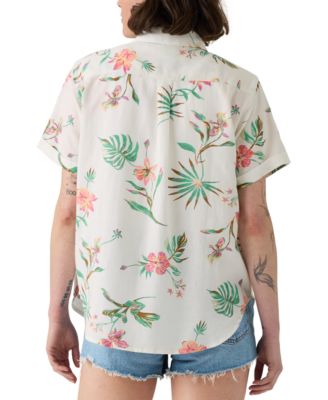 売れ筋商品|||リーバイス カットソー トップス レディース Plus Size Darlene Floral Short-Sleeve Shirt Delilah Floral Darlene Linen Blend Short Sleeve Shirt (plus) - Multi-color