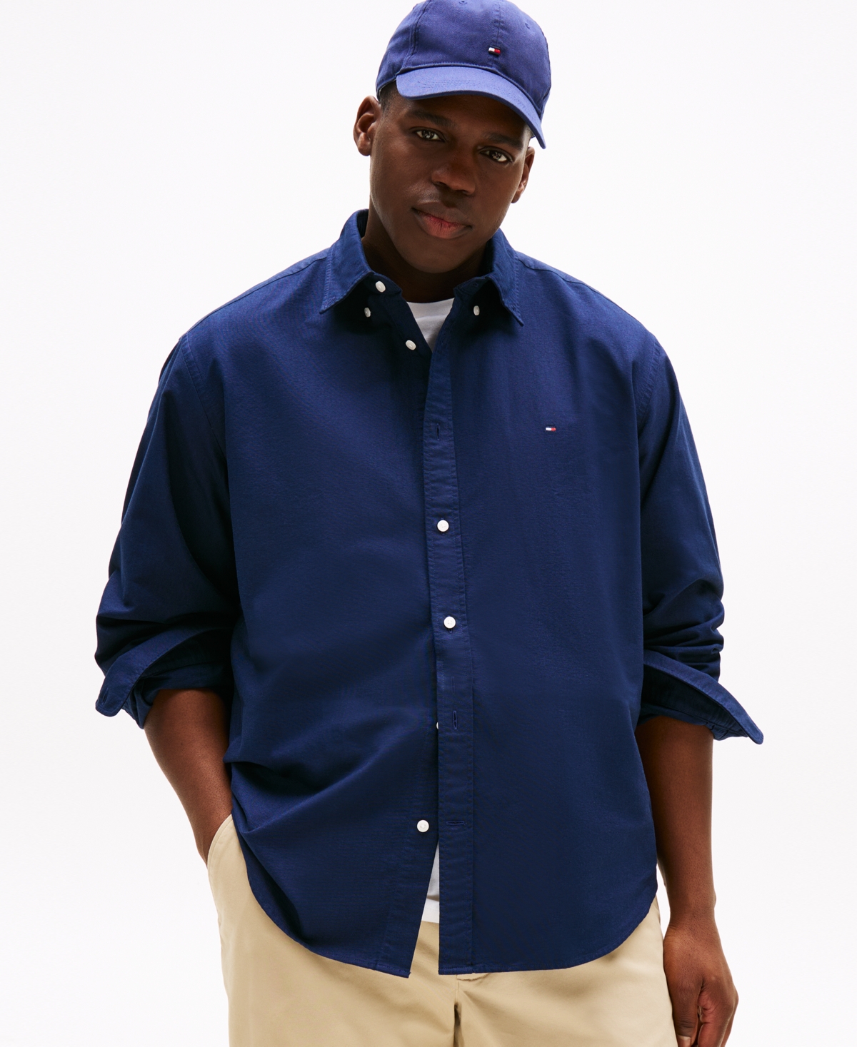 Men's Big and Tall Heritage Solid Oxford Shirt - Preppy Navy / Desert Sky Solid