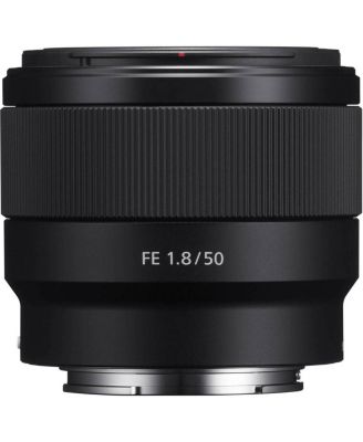 FE 50mm f/1.8 Lens for Sony E, Bundle with 49mm Filter Kit, Lens Case, Lens Cleaner, Cleaning Kit, Lens Cap Tether