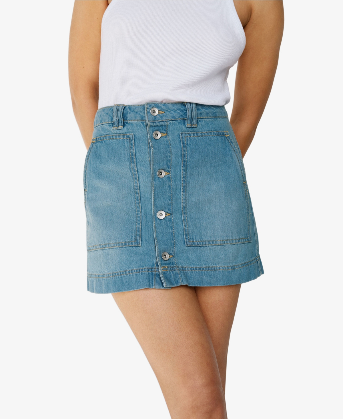 Shop Sanctuary Women's All Buttoned Up Denim Mini Skirt In Dream Team
