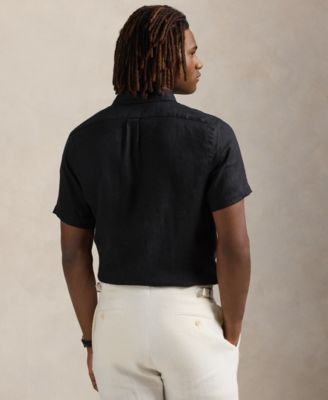 Men's Short-Sleeve Linen Button-Up