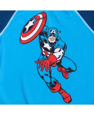 Boys Rash Guard Swim Trunks and Cap 3 Piece Swimsuit Set