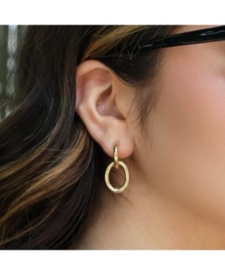 Double Oval Link Drop Earrings 14K Gold