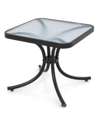 Tempered Glass Top Patio Table with Heavy-duty Metal Frame for Garden Poolside