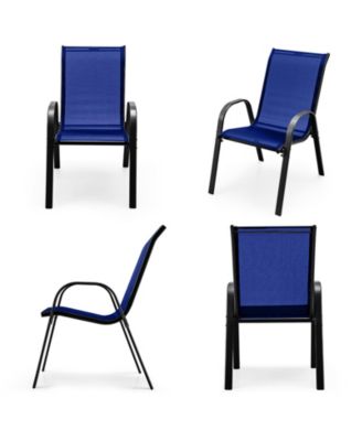 4 Pieces Stackable Patio Dining Chairs Set with Armrest