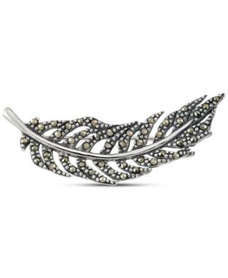 Macy's - Marcasite Feather Motif Fashion Pin in Sterling Silver