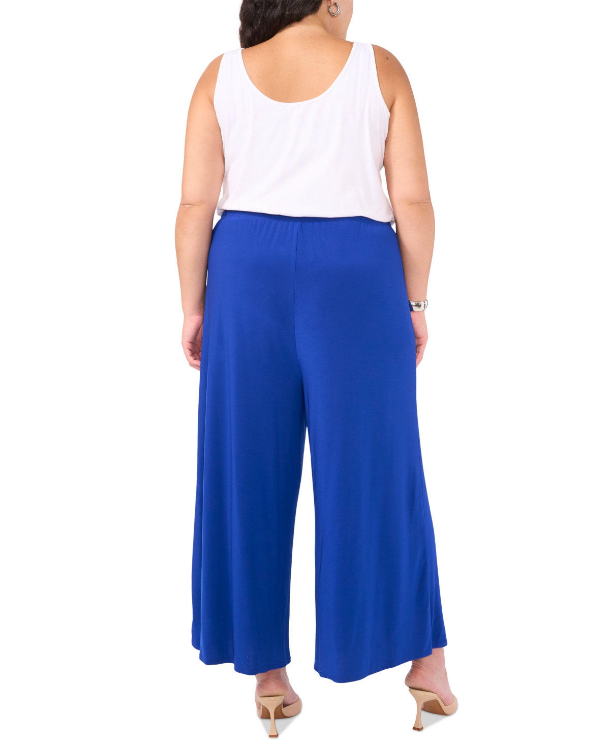 Vince Camuto Plus Size Solid Pull-on Wide-leg Pants In Blue
