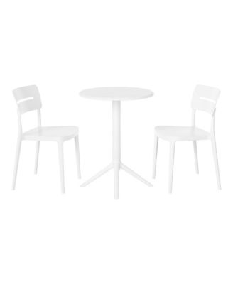 3-Piece Outdoor Resin Patio Bistro Set with Stackable Patio Dining Chairs