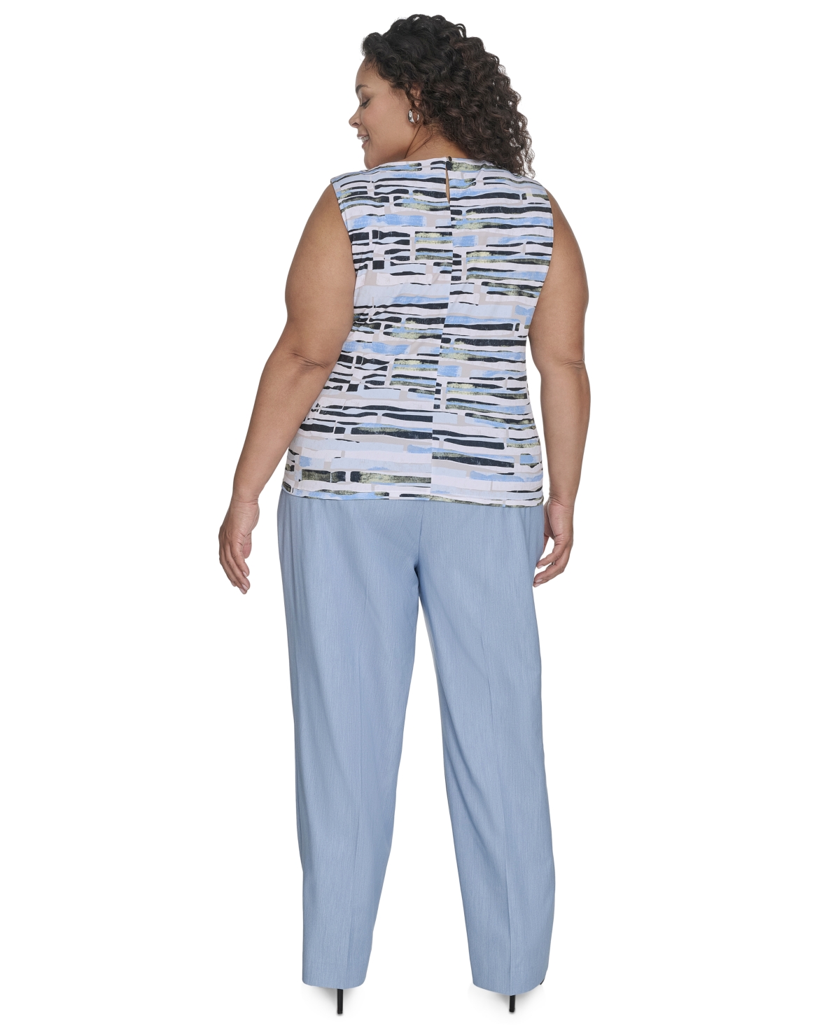 Calvin Klein Plus Size Pleated Print-neck Top