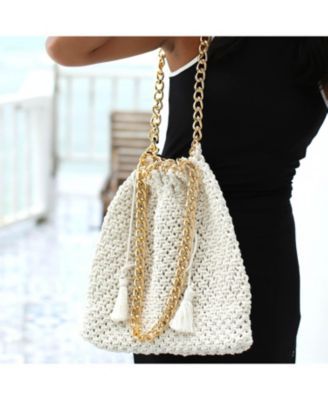 COLETTE Macrame Beach Bag In Off-White