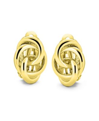 Set of 2 Interlocking Rope Clip-On Earrings in Gold and Silver Plated Brass