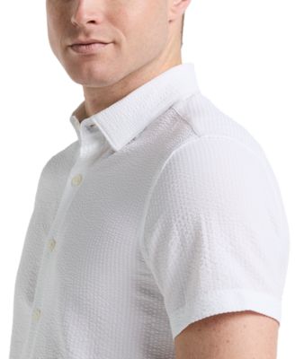 Men's Slim-Fit Stretch Solid Button-Down Seersucker Shirt
