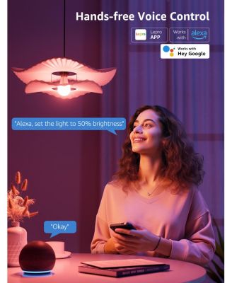 B2 AI Smart RGBWW LED Light Bulbs, 1100LM Color Changing LED Bulb, Alexa Google Assistant Enabled, Voice Control, 2.4GHz WiFi Bluetooth, 2 Pack