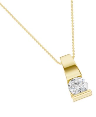 Diamond Tapered Bar Pendant Necklace (1/4 ct. t.w.) in 14k Yellow Gold, 16" + 2" extender