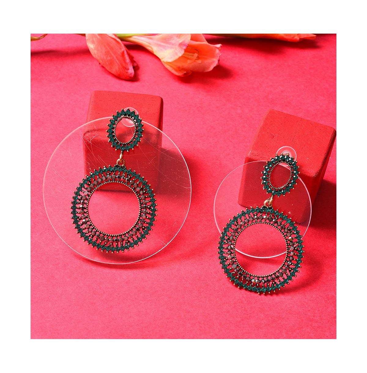 Sohi Green Color Gold Plated Designer Stone Drop Earring In Green