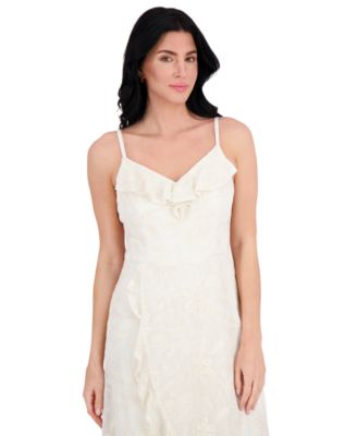 Women's Ruffled Lace High-Low Midi Dress