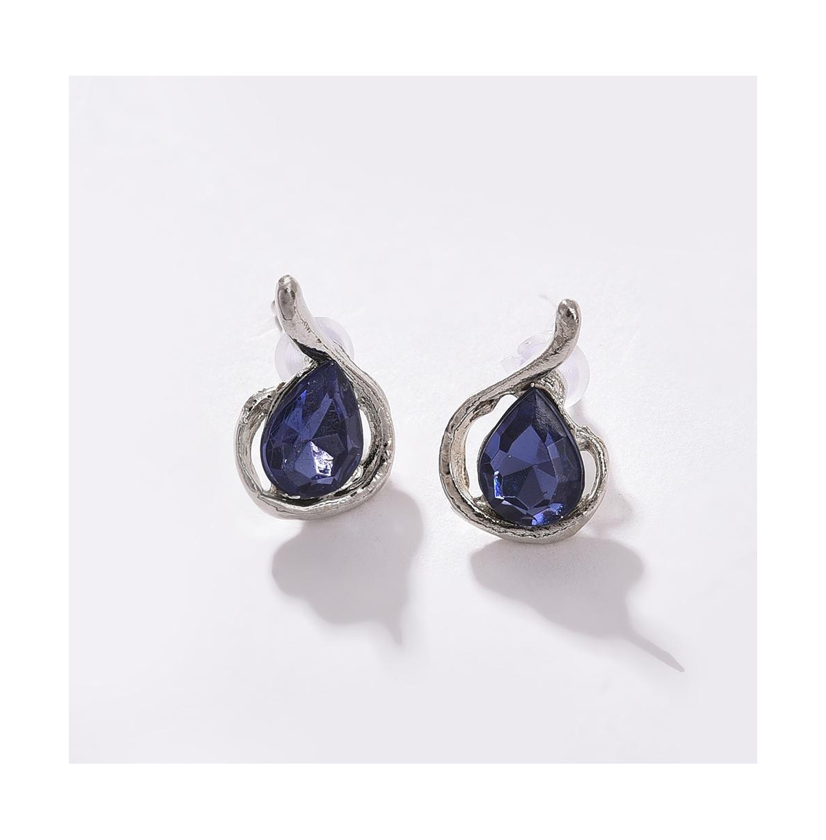 Sohi Women's Silver Plated Designer Jewellery Set In Blue
