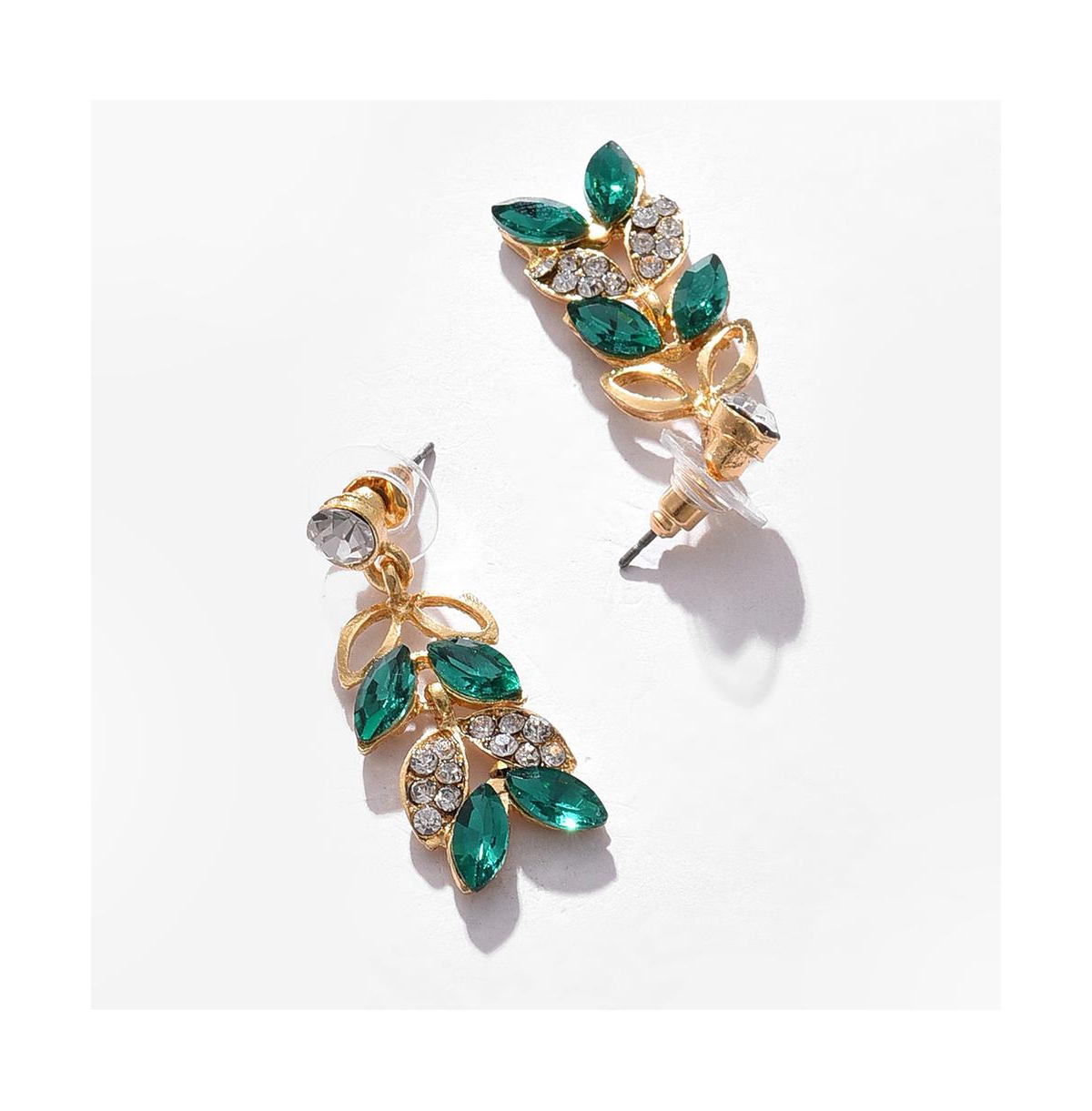 Sohi Women's Gold Plated Designer Stone Jewellery Set In Green