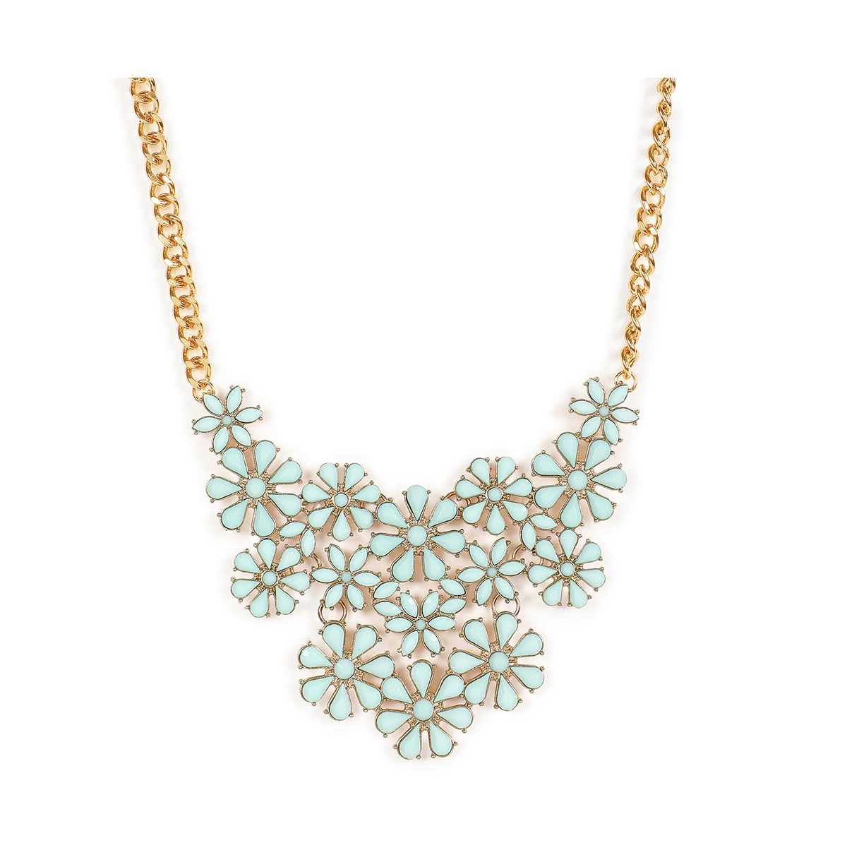 Sohi Women's Gold Plated Designer Stone Necklace In Green