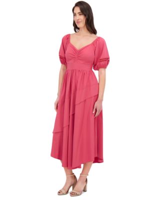 Women's Puff-Sleeve Midi Dress